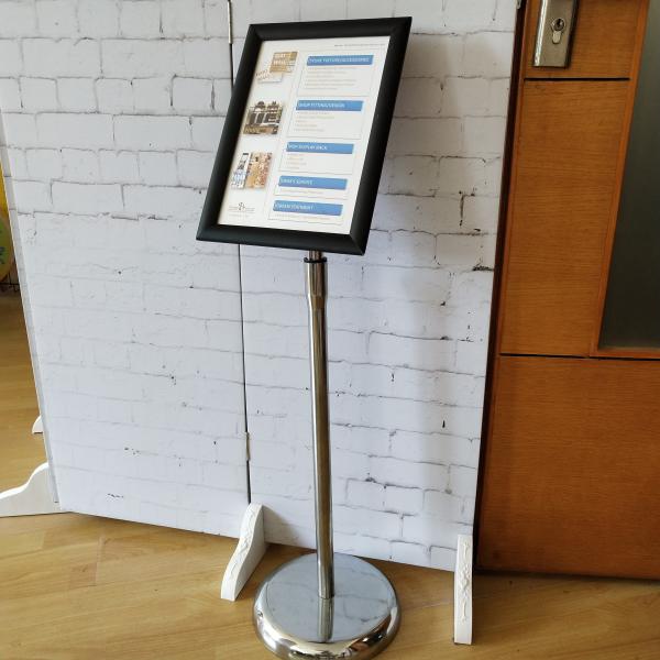 Cheap Versatility A4 Poster Display Stands / Adjustable Hight Floor Standing Poster Holder for sale