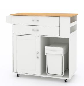 Movable Modern Kitchen Island With Lighting For Food Preparation