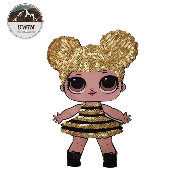 Cheap Various Design Doll Embroidered Badge Patch With Sequin / Weave Material for sale