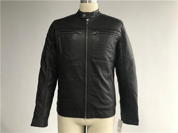 Cheap Chocolate Color Polyurethane Leather Jacket / Wadded Biker Jacket Mens TW78044 for sale