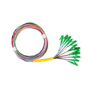 China 12 Core Pigtail LC APC , OD 0.9mm 60dB RL Single Mode Pigtail on sale
