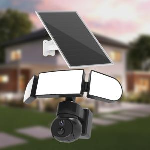 China 3.6mm Lens 4G PTZ Camera 30M IR Distance 8W Solar Panel Camera Outdoor Siren 2K on sale
