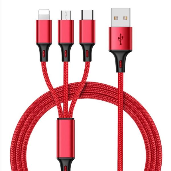 Cheap Applicable Apple iPhone Android Type-C 1 for 3 USB data Tiger pattern weaving 3A mobile phone charging line for sale