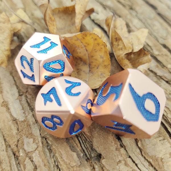 Cheap Blue Dice Polyhedral Customization RPG Dice Set OEM Sharp Edged RPG Dice Zinc Gold for sale