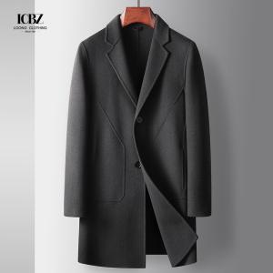 Men's Long Woolen Trench Overcoat Winter Coat Wool Men Coat With Button Customized Logo
