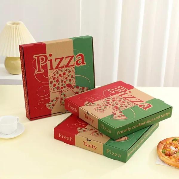 Cheap Custom Printed Pizza Boxes Paperboard Rectangular Pizza Shipping Boxes Custom Size for sale