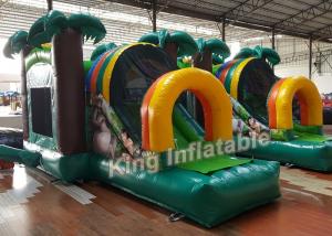 China Green Printed PVC Small Inflatable Bouncer Castle Kids Playground Flame Resistant on sale