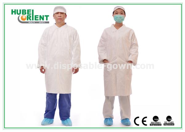 Cheap Tyvek Disposable Lab Coats With Korean Collar And Zip for sale