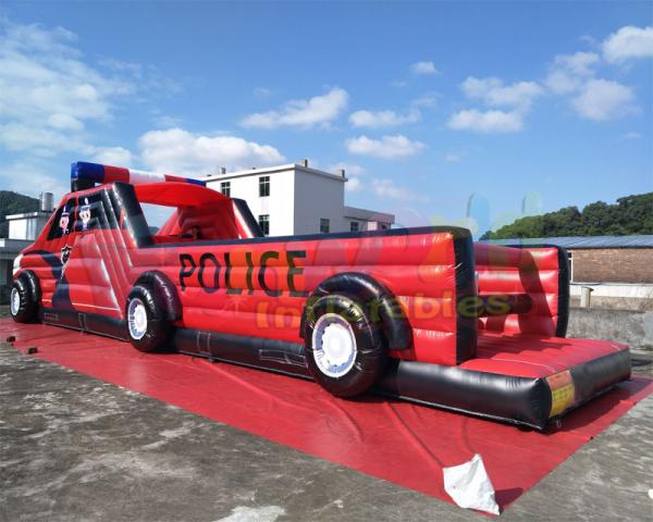Cheap Digital Printing Police Car Inflatable Obstacle Course For Advertisement for sale