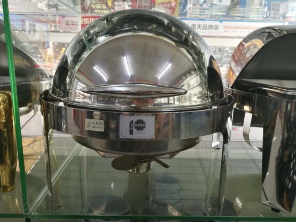 Cheap Mirror Finish Stainless Steel Cookwares / Round Food Pan with Round Roll Top Lid Fully Open at 180° for sale