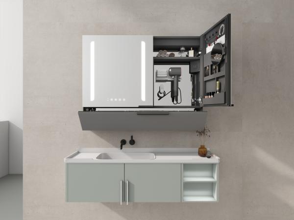 Cheap Smart Mirror Cabinet with Motion Sensor Switch Adjustable Color Temperature and Built-in Power Socket for hotel for sale