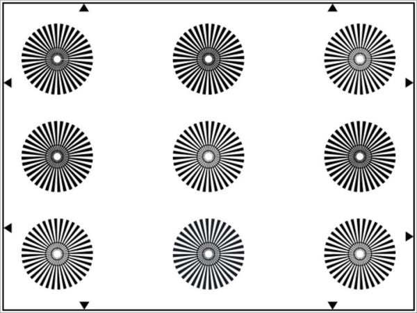 Cheap 36 Sectors Camera Lens Test Chart SineImage YE0110 For Resolution / Sharpness Measurements for sale