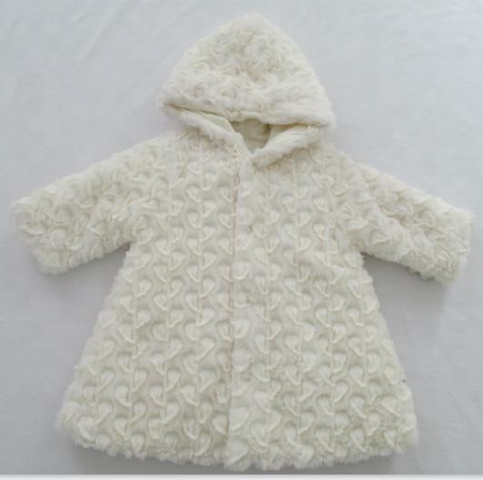 Cheap White Baby Girl Coral Fleece Jacket With Lining Plush Brushed Pattern for sale
