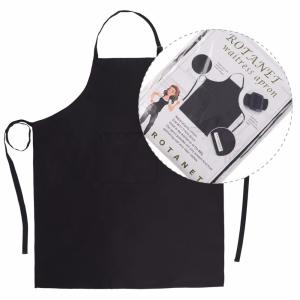 China Sleeveless Chef Bib Waterproof Kitchen Apron Long Smooth Surface Black on sale