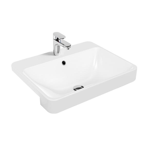Cheap Ceramic Semi Recessed Wash Basin 586x470x173mm With Overflow for sale