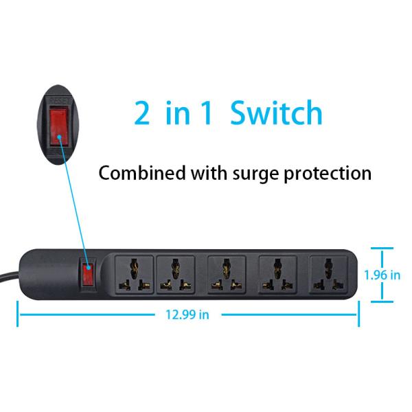 Cheap 5 outlet Universal Type Extension Socket With On/Off Switch, USB for sale