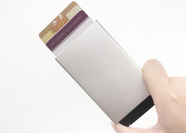 Cheap Aluminum Pop Up Credit Card Wallet Holder Rectangle Customized Logo for sale