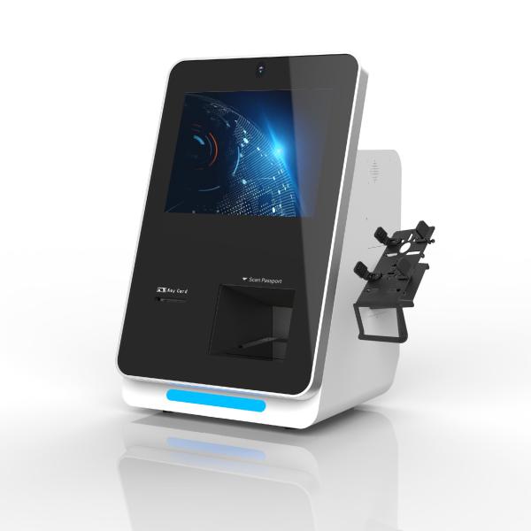 Cheap Self Guest Check In Kiosk With Credit Card Payment And QR Reader Key Card Encoder for sale
