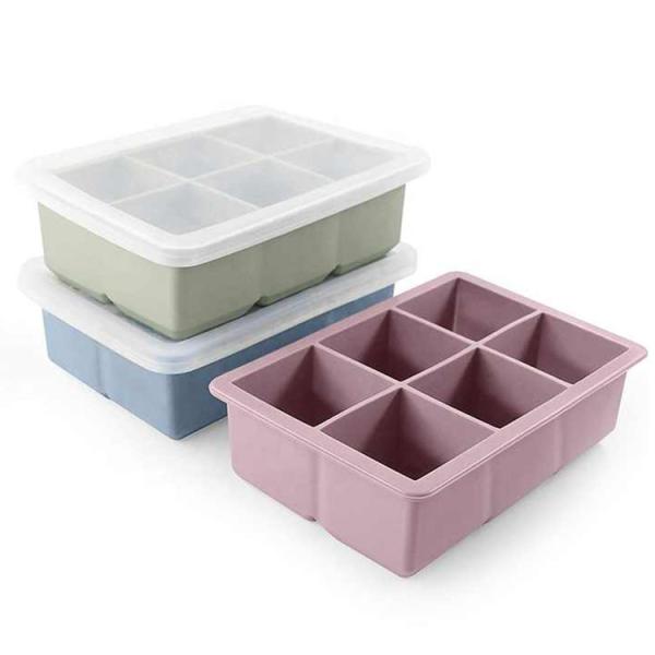 Cheap Silicone Ice Cube Trays 3 Pack With Leak Proof Removable Lid BPA Free For Cocktail Whiskey Stackable Flexible Ice for sale