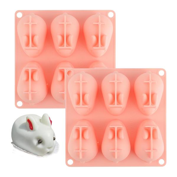 Cheap 3D Mini Silicone Baking Mold For Mousse Cake Fondant Soap Ice Cream Chocolate Candy Rabbit Molds 6 Cavitity for sale