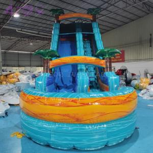 Best Custom Inflatable Waterslide Palm Tree Bouncy Water Slide PVC Inflatable Slide With Pool wholesale