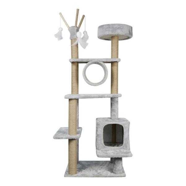 Cheap Gray Short Plush And Sisal Tall Cat Tower Large Cat Tree For Rest for sale