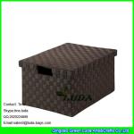 LDKZ-023 espresso brown home stoage container double woven strap file storage