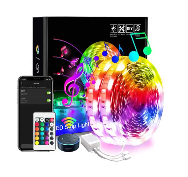 Cheap Alexa and Google Assistant Full color smart light strip Segmented Color Control DC5V for sale