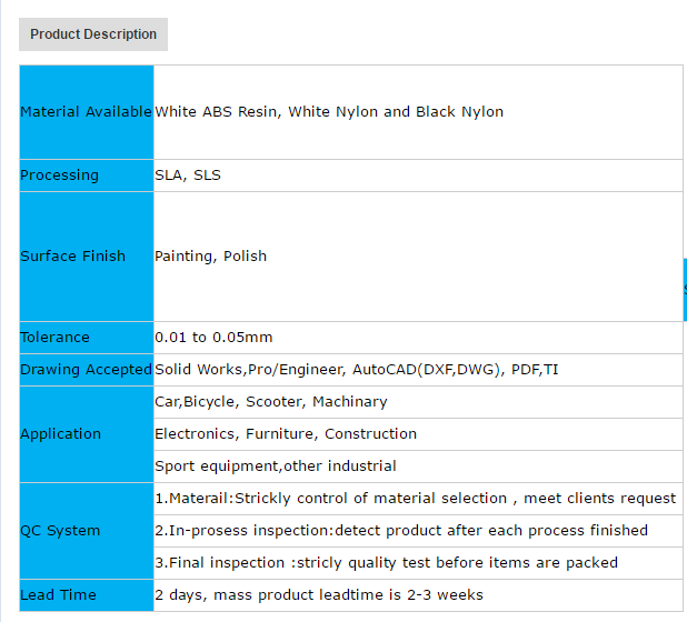 SLA customized 3D printer prototype