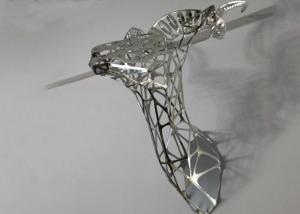 Best Mirror Polished Hollow Deer Head Stainless Steel Sculpture For Wall Decor wholesale