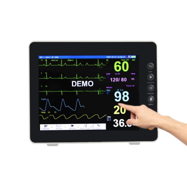Cheap 8 Hours Life Multi Parameter Patient Monitor For ECG/ HR/ RESP/ SPO2/ NIBP/ Temp for sale