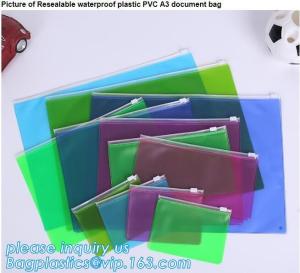 China PVC A3 Document bags, file bags,stationery within mesh PVC clear plastic packaging waterproof zipper document bag/ durab on sale