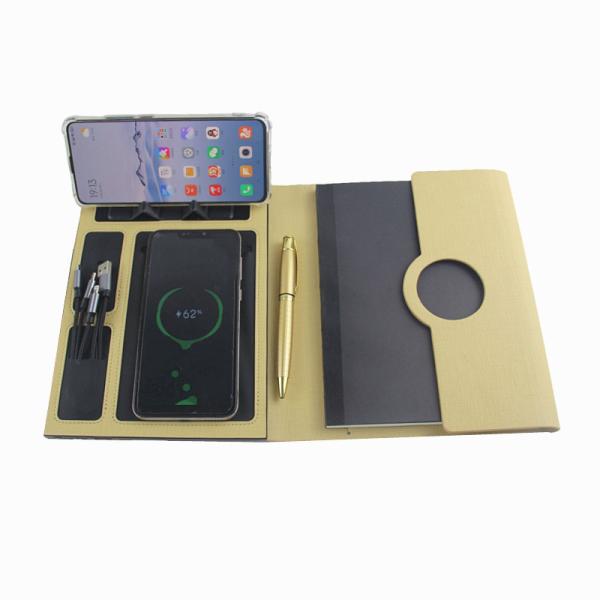 Cheap A5 PU Phone Charger Notebook , Multi Function 8000mAh Notepad With Power Bank for sale