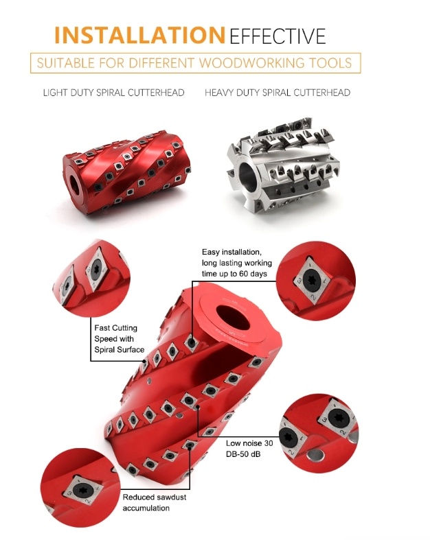 Reversible Planer Spiral Spindles Carbide Wood Cutter Blade