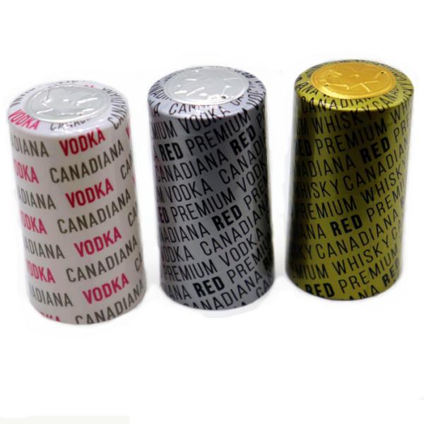Cheap 55mm Height PVC Shrink Wrap Wine Bottle Tops Caps With Easy Tear Off Tape for sale