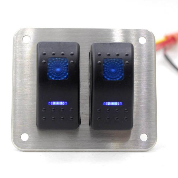 Cheap 2 Gang Dual LED 5Pins Universal Rocker Switch Panel for sale