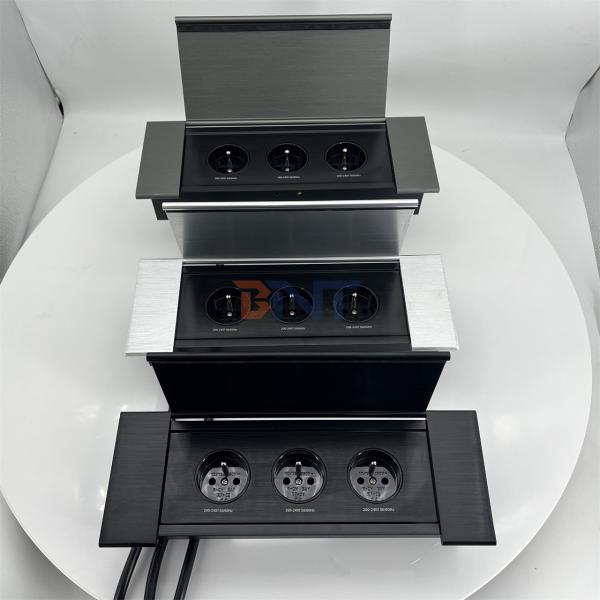Cheap Embedded Design Power Outlet Socket Electrical Equipment  Furniture Outlet Multiple Plug Socket With Sliding Flip Cover for sale