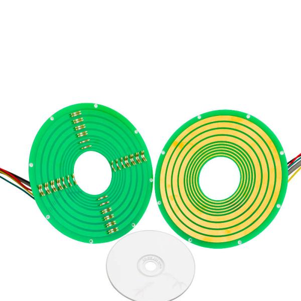 Cheap 8 Circuits Pancake Slip Ring Transmitting 12A Current and 100M Ethernet Signal for sale