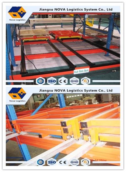 Cheap Conventional Push Back Rack Deep Four Pallet Racking Storage For Logistics Centers for sale