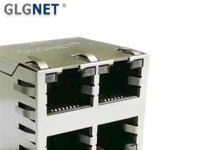 China Through Hole Rj45 Shielded Connector , Ethernet Rj45 Jack 2x2 Ports Side Entry on sale