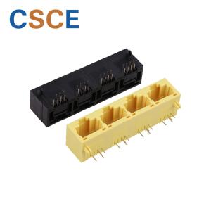China 56E Series 4 Ports RJ45 Ethernet Socket , RJ45 Female Jack Black / Yellow Color on sale