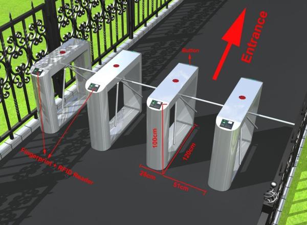 Cheap Anti Tailgating Fingerprint Access TCP/IP Tripod Turnstile Gate for sale
