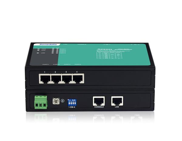 Cheap 4 Serial Ports Modbus Ethernet Gateway 9/12~48VDC Input Power CE Certificated for sale