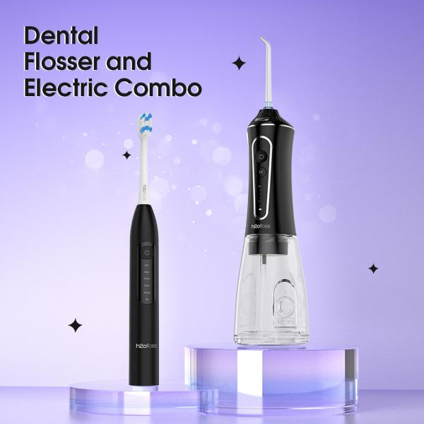 Cheap Water Flosser And Electric Toothbrush Combo 2 In 1 Wireless Charging Portable Water Dental Flosser Sonic Toothbrush for sale
