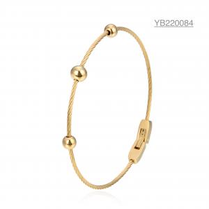China OEM Simple Small Bead Bracelet K Gold Stainless Steel Rope Chain Bracelet on sale