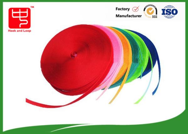 Cheap Polyester Mix Nylon Colored Hook And Loop Rolls / Sew On Hook And Loop Fastener Fabric for sale