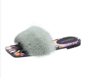 Best Wholesale price real fur slipper New Design White Custom soft raccoon fur slipper outdoor slider sandals slides For lady wholesale