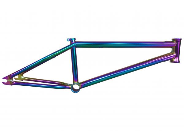 Cheap 20 Inch BMX Bicycle Rainbow Frame Oil Slick Full crmo Top Tube 20.75"RC 336mm Integrated Head TubeMid bb Removable Brake for sale