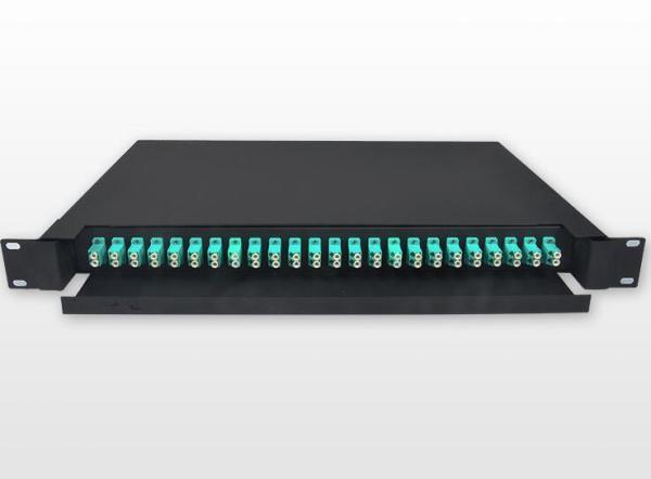 Cheap Metal Frame 1U 24 Port Patch Panel , Multimode 48 Core Optical Patch Panel for sale