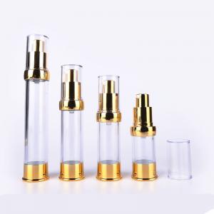 Best Gold Clear Pump Bottle Lightweight Luxury Cosmetic Packaging For Lotion 10ml - 30ml wholesale